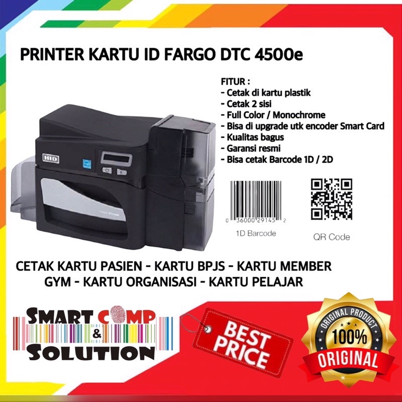 Printer ID Card Fargo DTC 4500e / Printer Kartu Single Side