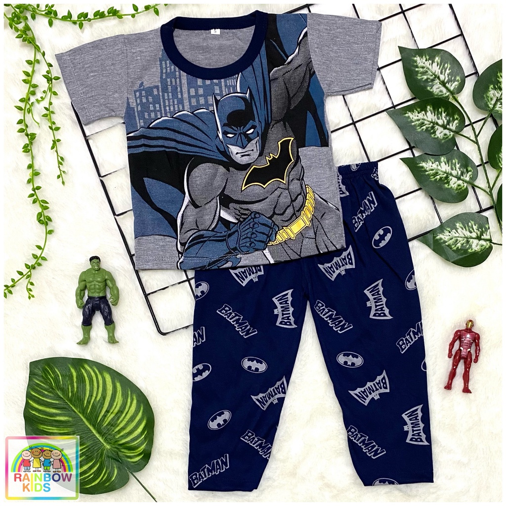 RAINBOW SETELAN / SET BAJU ANAK COWOK / UNISEX CELANA PANJANG CP 1-8 TAHUN SUPERHERO WARNA-BATMAN - CP WARNA