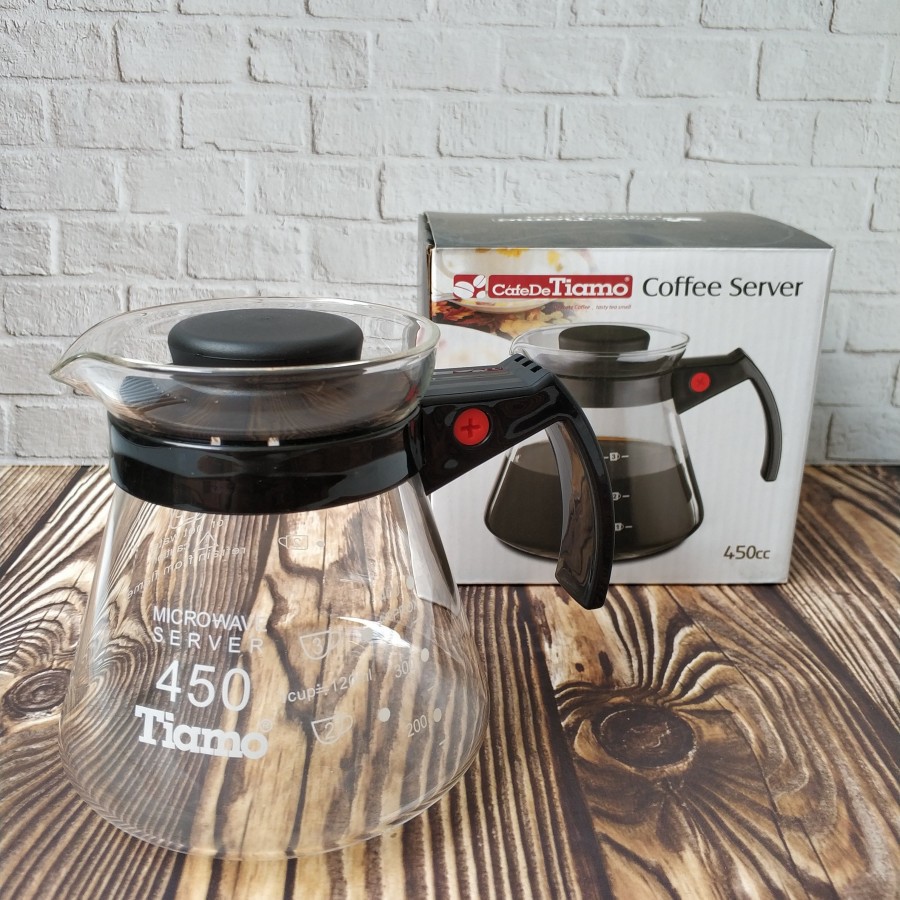 Tiamo Glasses Coffee server Black 450 CC / Ready Stock Tiamo Coffee Server 450ml Black / TIAMO 450CC