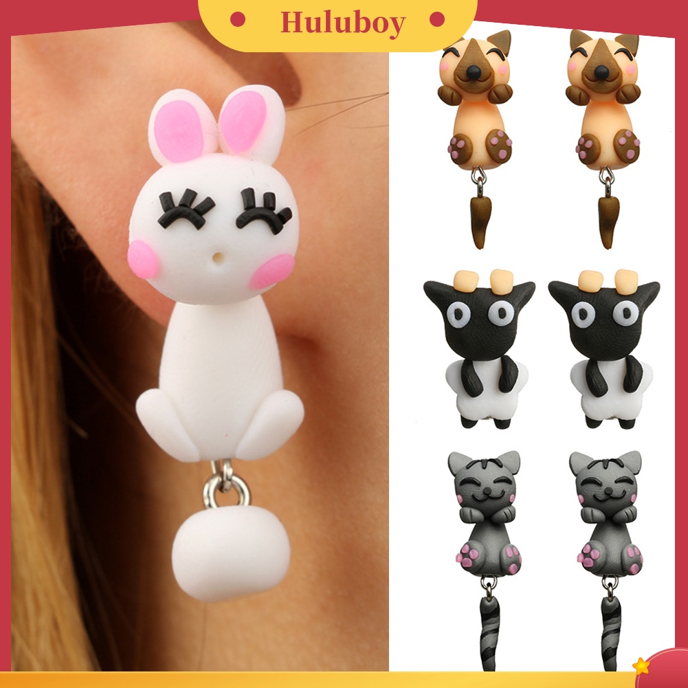 Hu Hu Hu Hu Hu Alat Bantu Pasang Kacamata♡ Anting Tusuk Gantung Bahan Polymer Clay Desain Dombakelinci Kartun Untuk Wanita