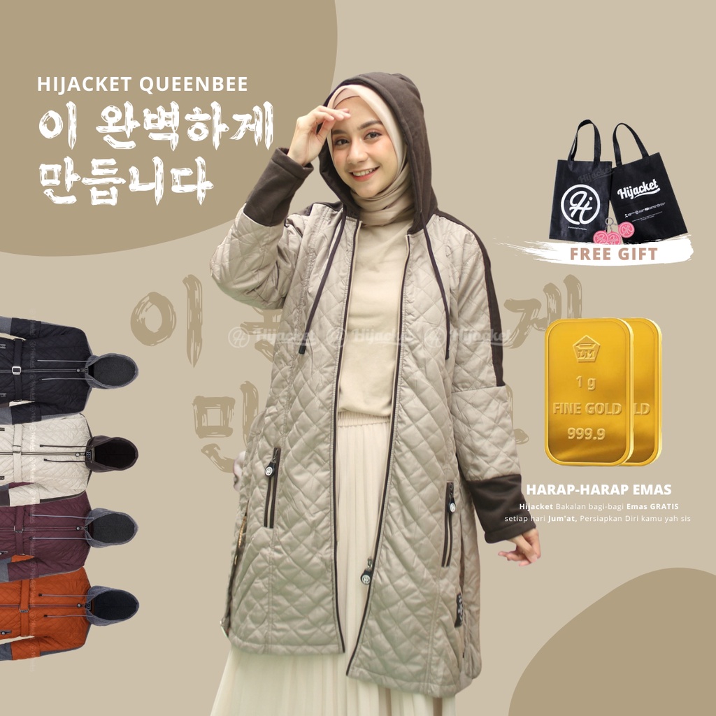 HIJACKET® QUEENBEE 4 WARNA ORIGINAL ALL SIZE L - XXL JAKET PITA HIJABER MODIS STYLISH FREE GIFT
