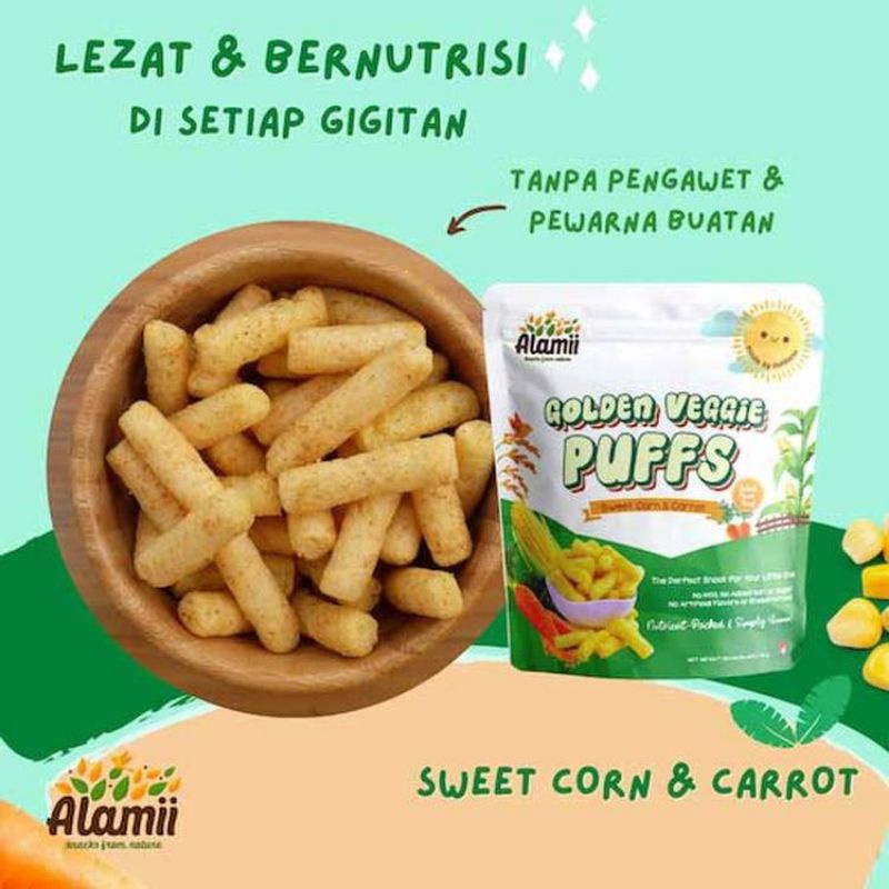 Alamii puff snack mpasi bayi cheese puffs peanut butter puffs sweet corn puffs