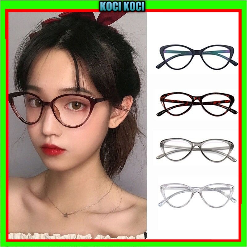 kocikoci,, Kacamata Wanita Korea Kacamata hitam Anti Radiasi Wanita Fashion Cat Eye Eyeglasses