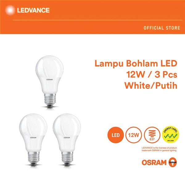 Dijual Osram Lampu Bohlam LED 12 Watt Pengganti Bohlam Pijar 90 Watt 3 Pcs - Putih Berkualitas