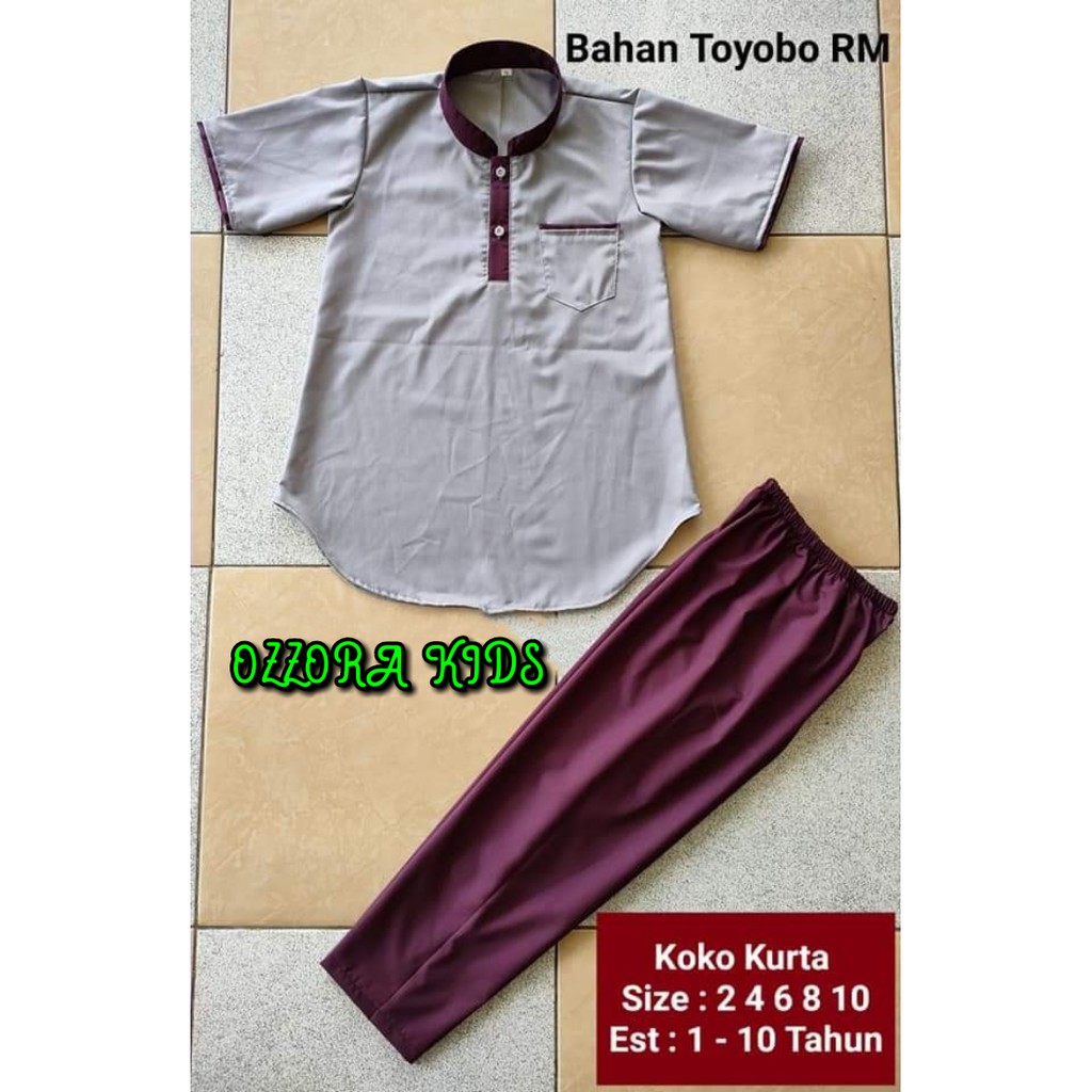 Baju Koko kurta anak setelan usia 1-10 tahun bahan toyobo PREMIUM lengan pendek