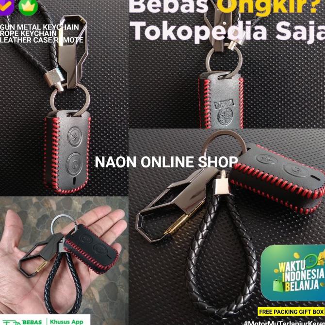Gantungan Kunci Kulit Remot Remote Keyless Yamaha All New Nmax 2020 - Kulit Gunmetal, Hitam