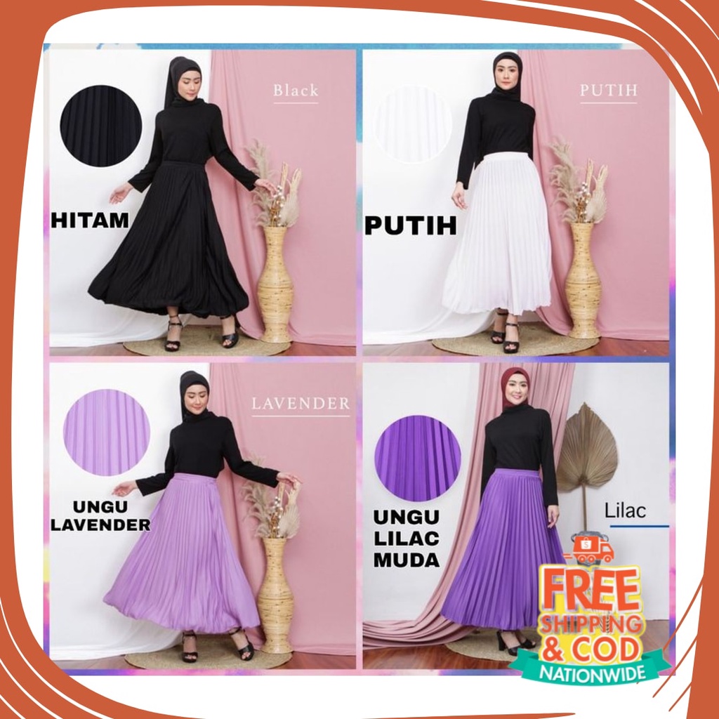 Plisket Jins Dnim MEkar biru merah hitam kuning hijau putih abu /  ⭐ Breenav Rok Korea Premium ⭐ Pli