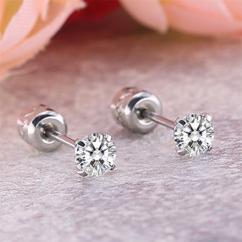 [ACKER] 1pasang Anting Titanium Stainless AAA+Zircon Diamond Untuk Pria/Wanita