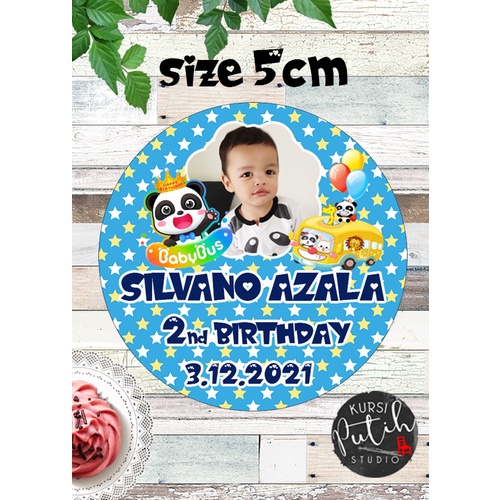 

custom sticker birthday ulang tahun bento diameter 5cm, 6cm tema baby bus