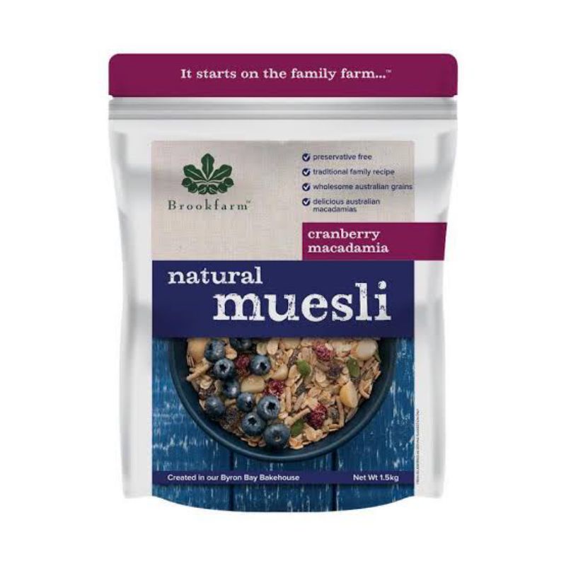 

Brookfarm natural muesli cranberry macadamias 350gr