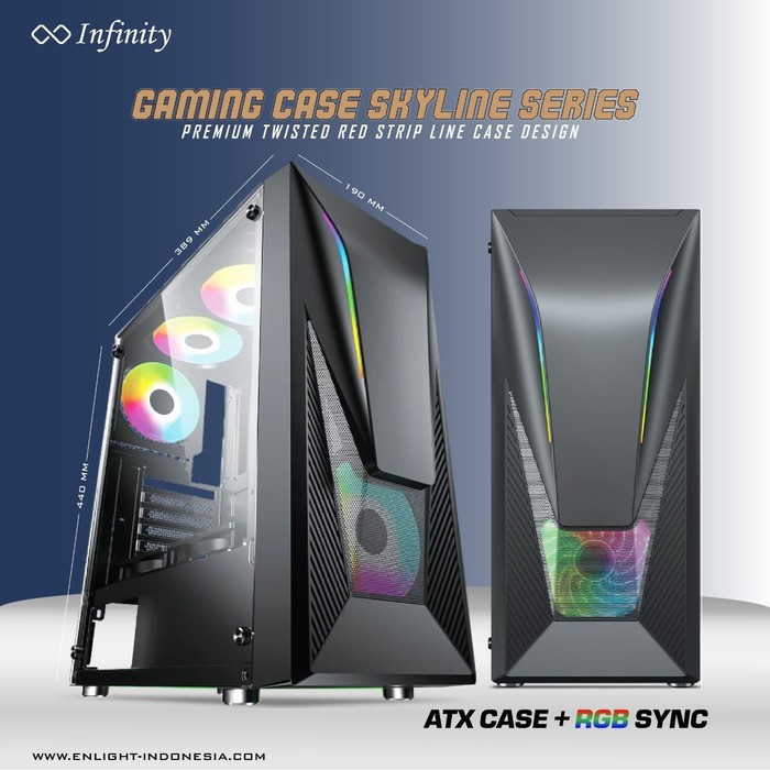 NEW CASING INFINITY SKYLINE - Tempered Glass GAMING CASE - INCLUDE 1 FAN MANTUL GAN