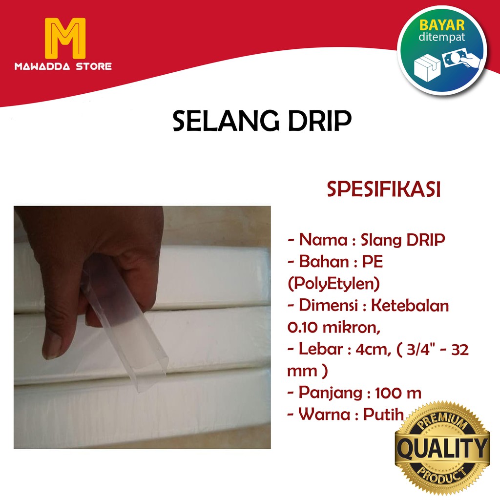 Selang Drip / Selang Irigasi Sistem Tetes (10 Mikron, Putih)