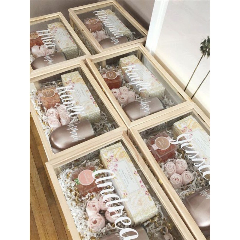

bridesmaid box / bestman box / groomsman box / bridesmaid hampers wooden acrylic box