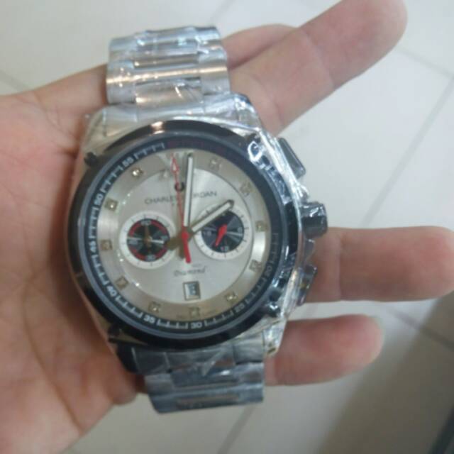 Jam tangan laki-laki Charles Jourdan original ring hitam krono aktif