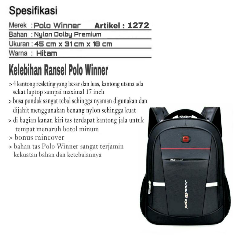 Tas Sekolah Pria Smp Sma Tas Gendong Polo Winner Ransel Laptop Pria Tas Punggung Ransel Backpack Pria 1273