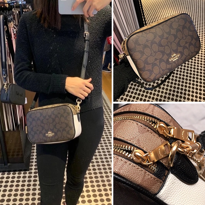 New COACH 1767 Women's Outlet Double Zipper Camera Bag Shoulder Messenger Bag