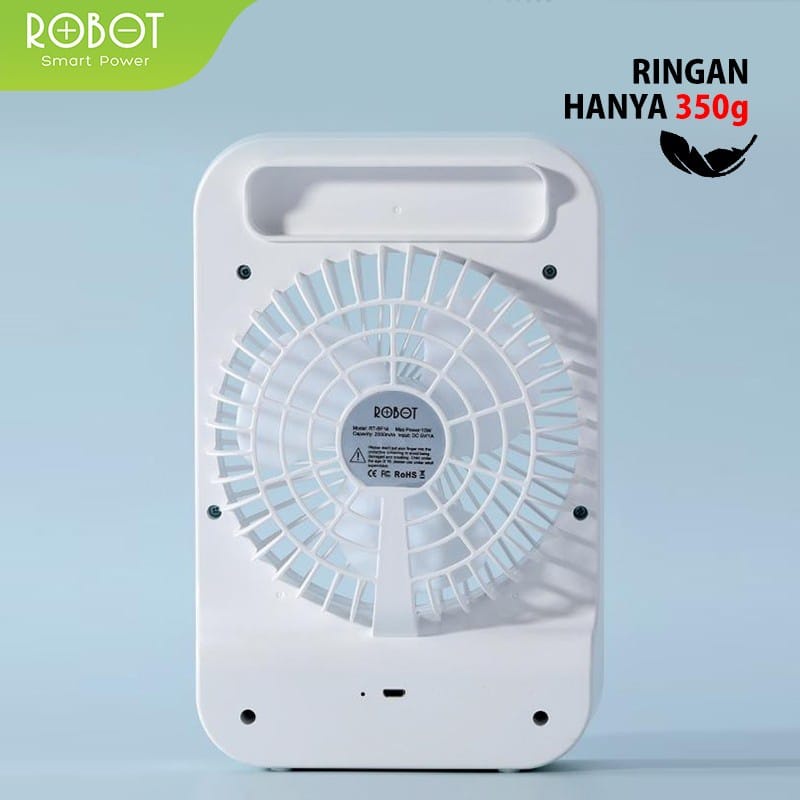 D_    ROBOT Kipas Angin Meja 2000mAh 5 inch LED RT-BF14 - ORIGINAL