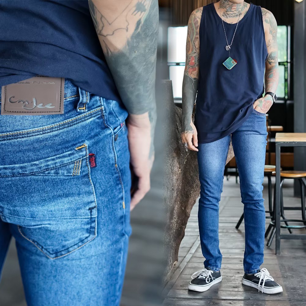 OKSA CELANA  JEANS PANJANG PRIA  STYLE  SKINY MURAH Shopee 