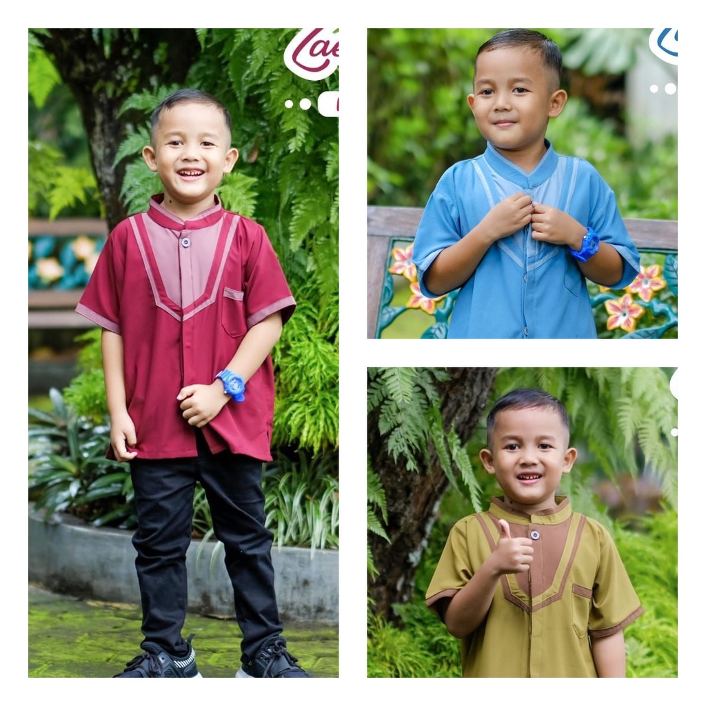 ZABANNIA ZAENUDIN DAN HAYATI KOKO KIDS ANAK LAKI BOYS BAJU SARIMBIT KELUARGA RAMADHAN LEBARAN WARNA 