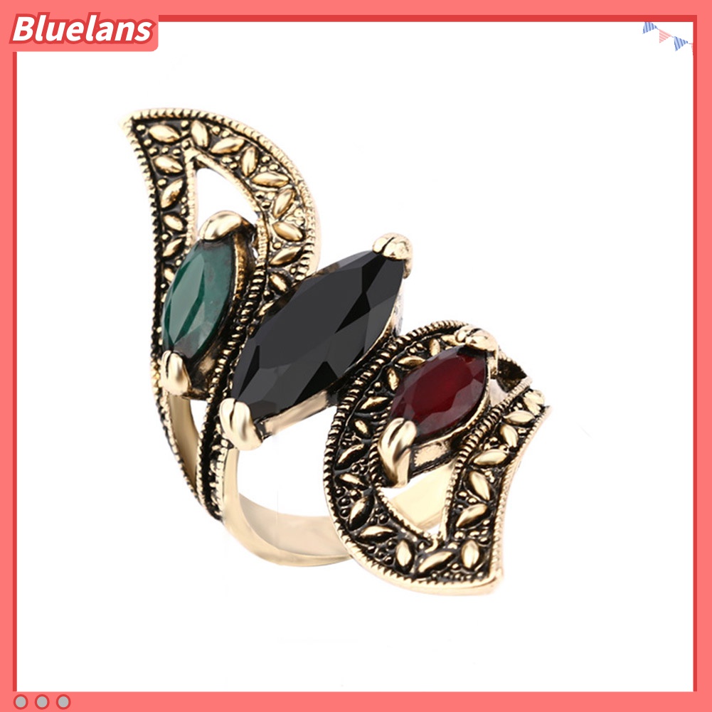 Cincin Knuckle Midi Desain Ukiran Hollow Bahan Resin Warna-Warni Gaya Turki Vintage Untuk Wanita