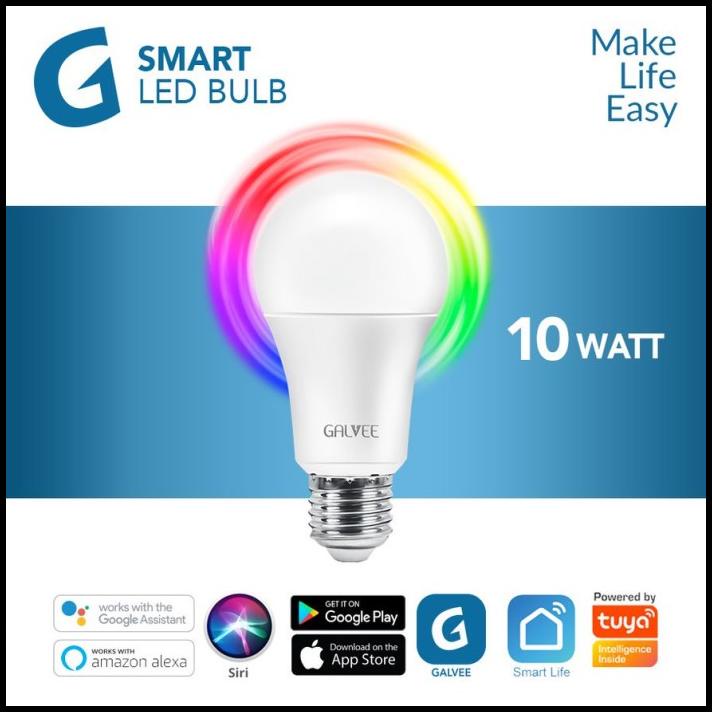 Galvee Smart Led Light Bulb 10W E27 Rgb+Ww Wifi Wireless Smart Home