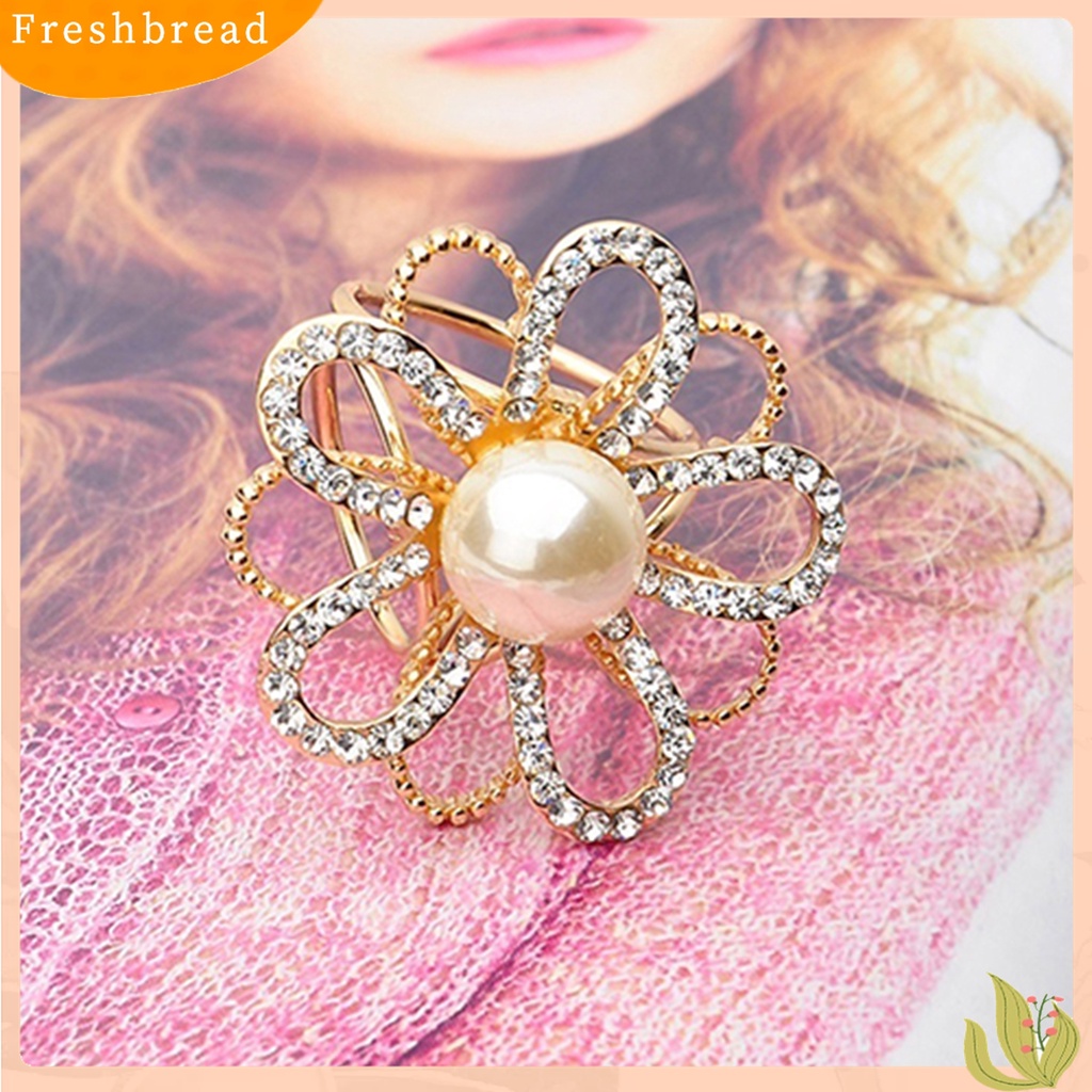 [ TERLARIS]Scarf Buckle Rhinestone Inlaid Fashion Accessories Alloy Faux Pearl Flower Scarf Buckle for Party