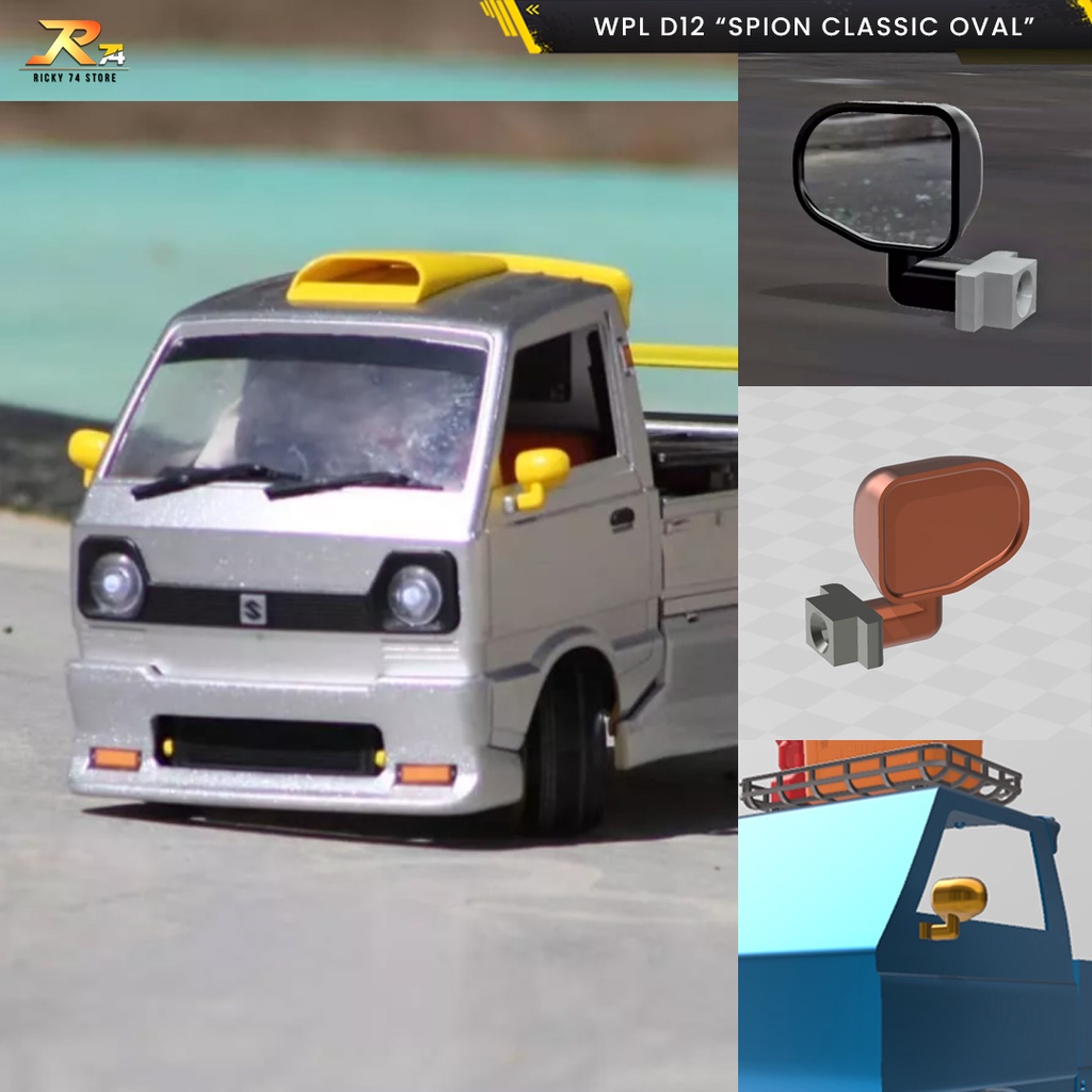 WPL D12 Spion Classic Oval Rear Mirror - Body Part RC Drift 3D Print