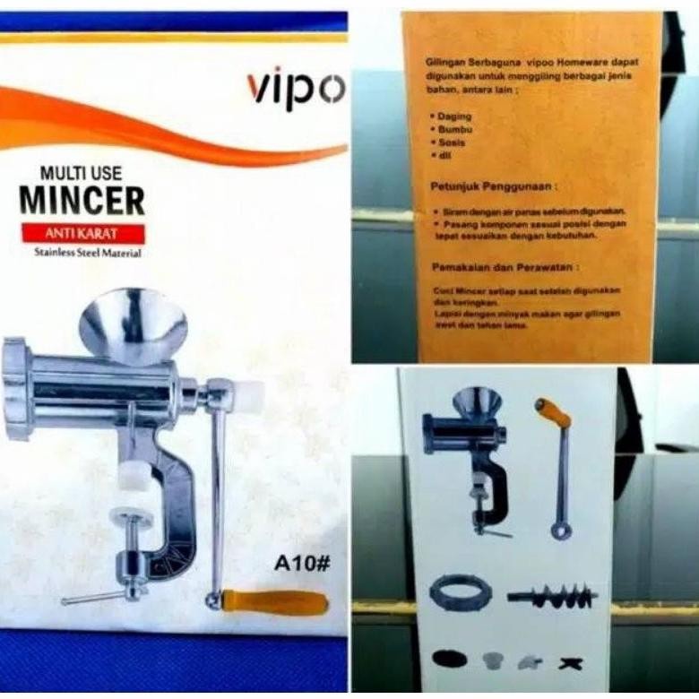 COD Gilingan Danging Stainless Vipoo A10# / Meat Mincer Manual Besi VIPOO A10# /  ALAT PENGGILING DANGING MANUAL VIPOO A10#