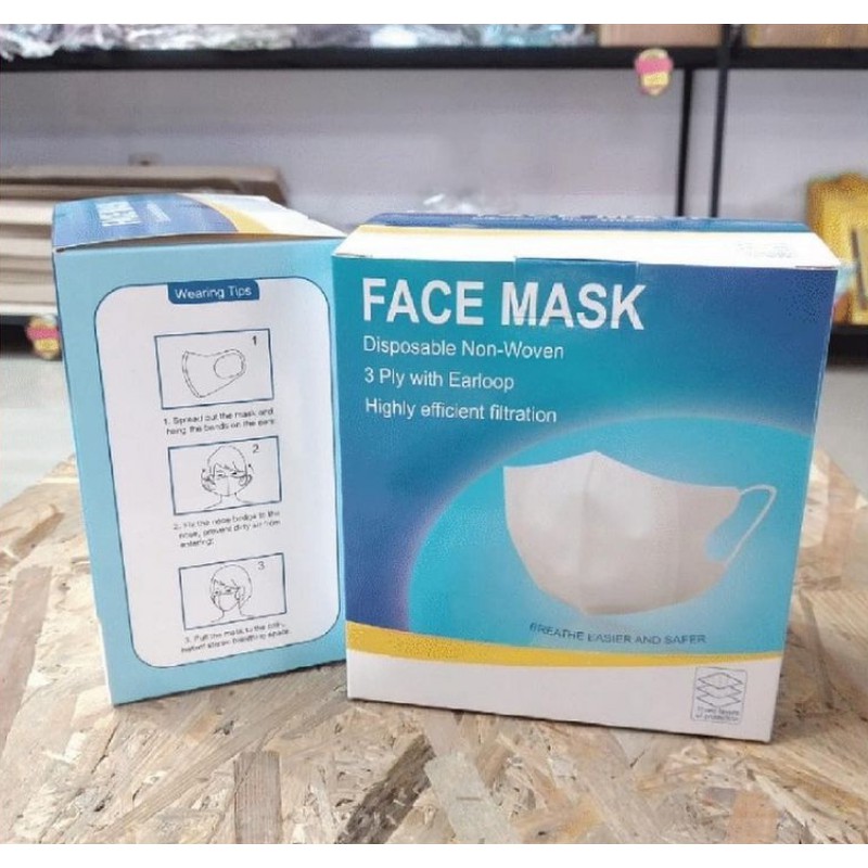 MASKER DUCKBILL EARLOOP DISPOSABLE FACE MASK 3PLY (50 pcs)