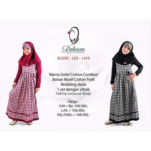 Gamis anak rahnem gh 1416/  baju muslim anak murah berkualitas/ drees muslim