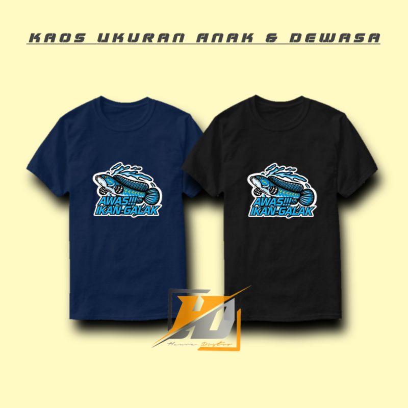 Baju Kaos channa Awas ikan galak/T-shirt atasan anak laki-laki perempuan channa