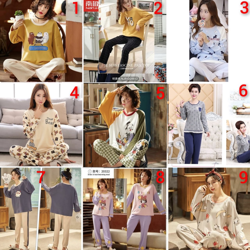 PP baju tidur wanita bahan kaos katun import premium