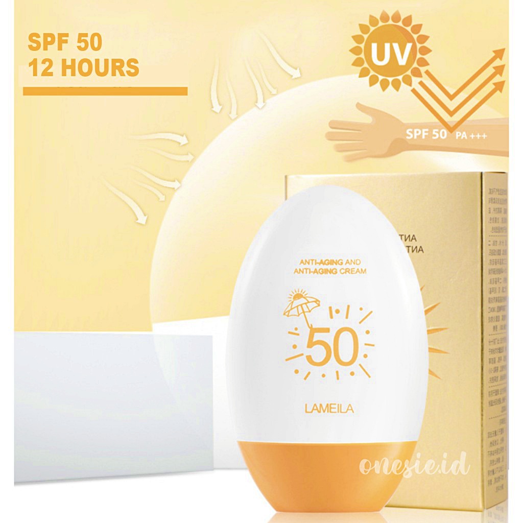 LAMEILA Sun Block SPF 50 Sun Screen Wajah Tahan 12 Jam PA+++ Egg Sunblock LA065