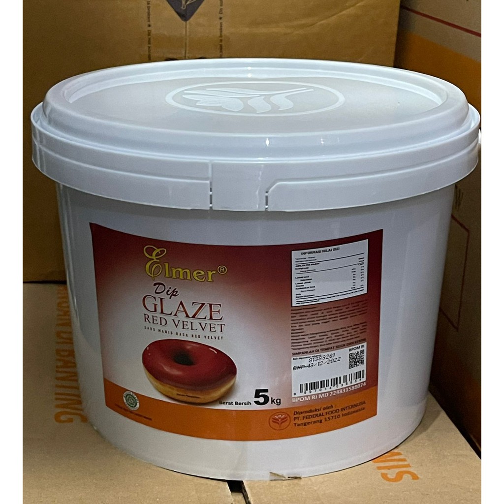 

Elmer Dip Glaze - Topping Donat Red Velvet 5kg - Elmer Gosend Grab