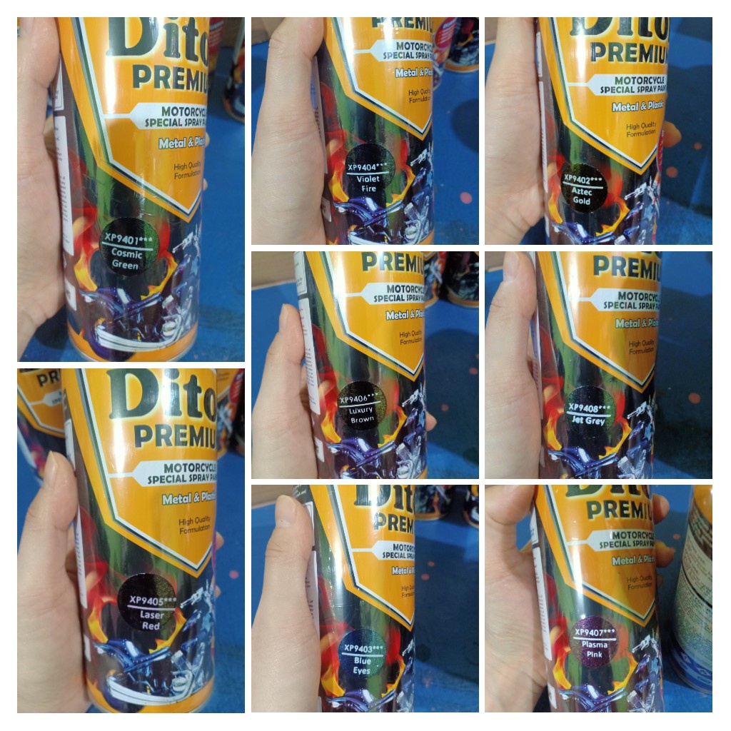 Pilok Pilox Cat Semprot DITON XIRALLIC PREMIUM COLORS BY DITON PREMIUM Cosmic Green, Aztec Gold, Blue Eyes, Violet Fire, Laser Red, Luxury Brown, Plasma Pink and Jet Grey) 400cc