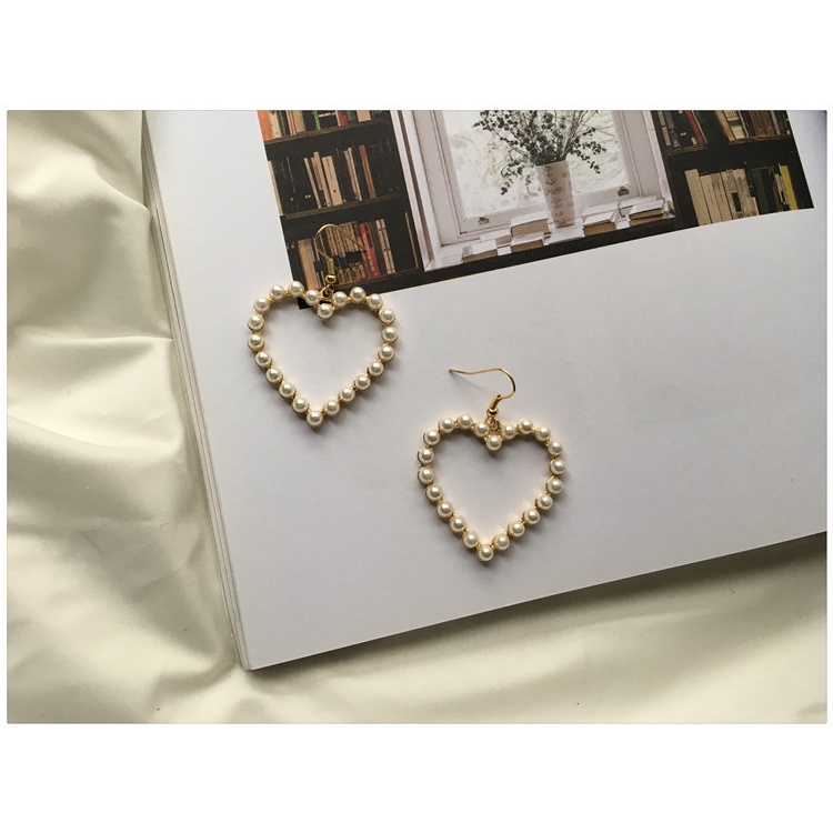 Anting Stud Desain Hati Peach Aksen Mutiara Bahan S925 Gaya Klasik Untuk Wanita