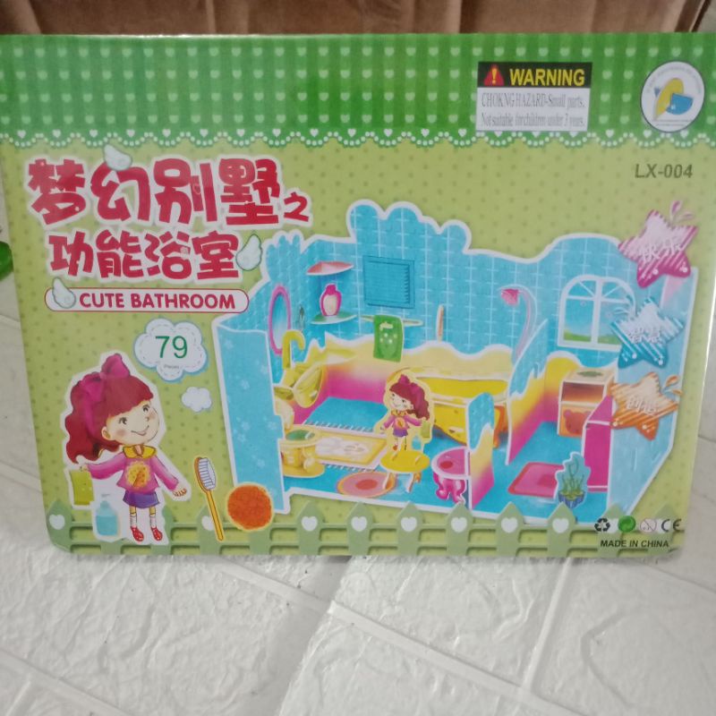 LYSASHOP - MAINAN EDUKASI ANAK PUZZLE 3D DIY BESAR/MELATIH MOTORIK KREATIFITAS KESABARAN IMAJINASI-Cute Bathroom