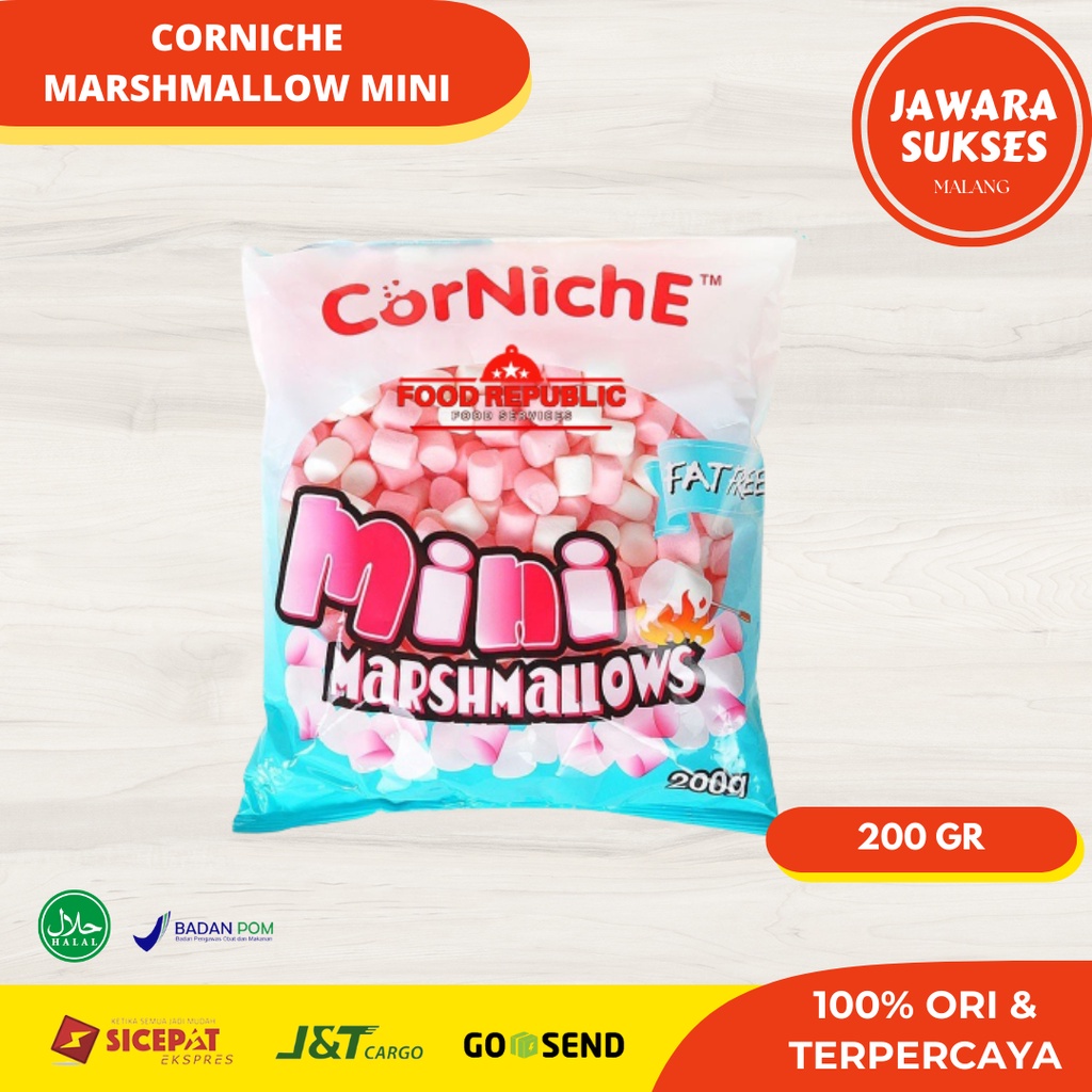 

Corniche Marshmallow Mini 200gr | Marsmellow Pink | Marshmalow | Marshmallows HALAL