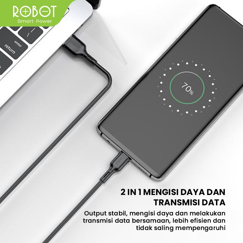 Kabel Data Micro USB ROBOT RBM100S 1M Data Cable 2A Original - Garansi Resmi 1 Tahun