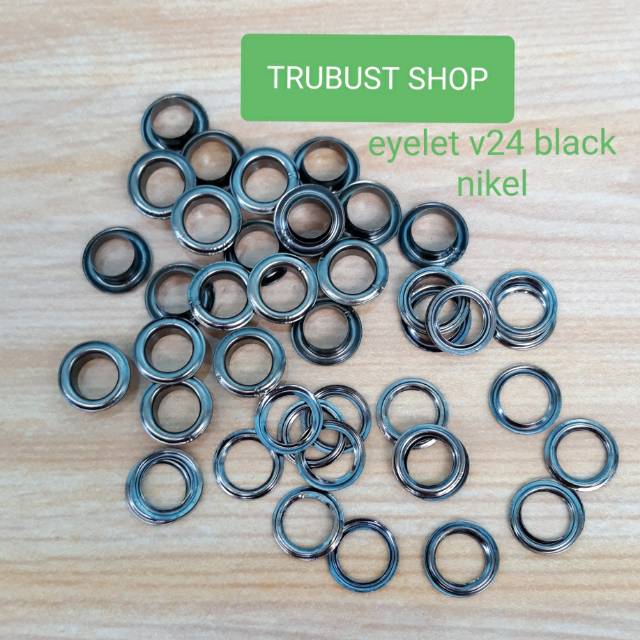 Mata ayam eyelet v24 black nikel ukuran lubang 10mm jual per pack isi 100pc