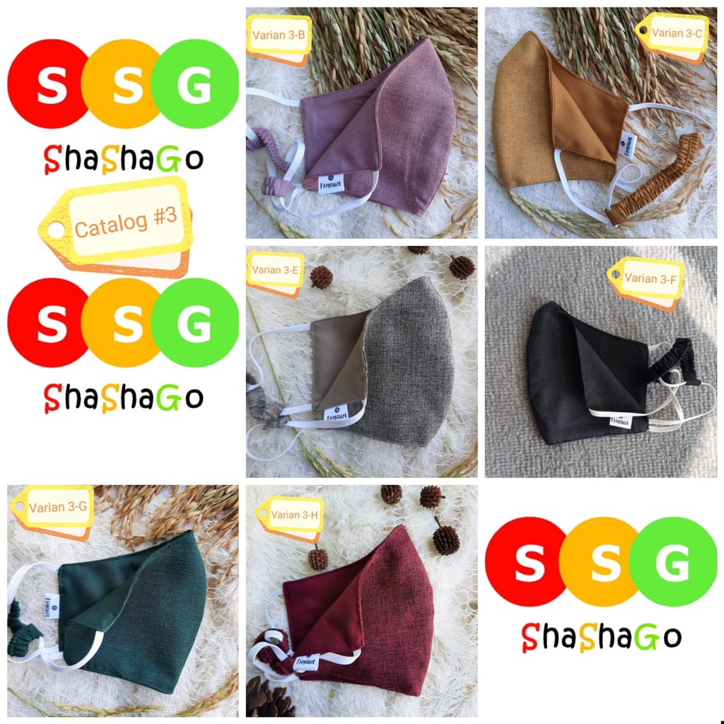 Masker Hijab 2 lapis , Kain Katun Warna ,Tali model Serut/Kerut. Catalog #3
