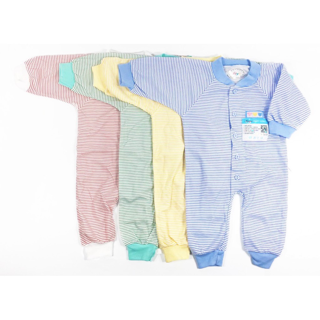 Miyo Jumper Panjang Salur Baju Kodok Bayi Newborn Miyo Jumper Panjang Salur Baju Kodok Bayi Newborn