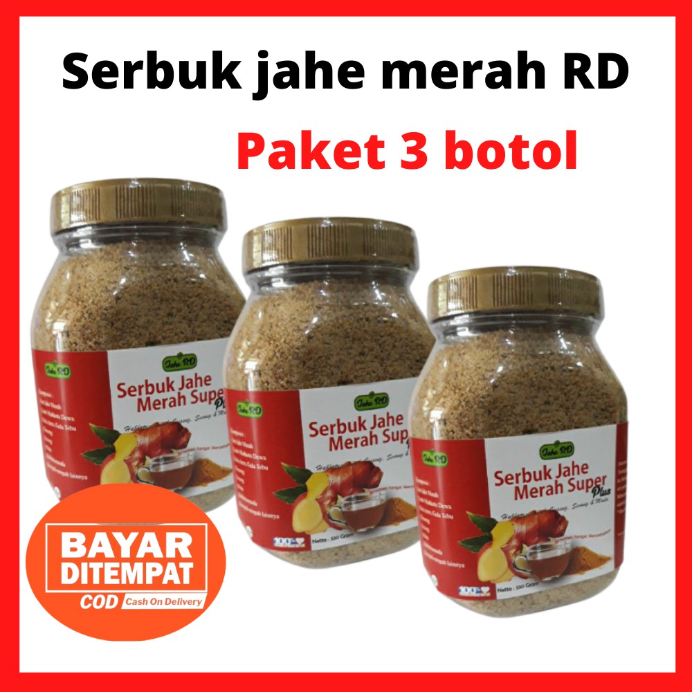 

Paket Serbuk Jahe Merah Super Plus Rd 1 Paket Isi 3 Botol Menghangatkan Badan Dan Mengatasi Perut Kembung.