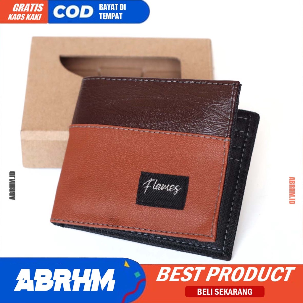 ABRHM x FLMS  Fashion Dompet Pria Bahan Kulit Canvas FL003