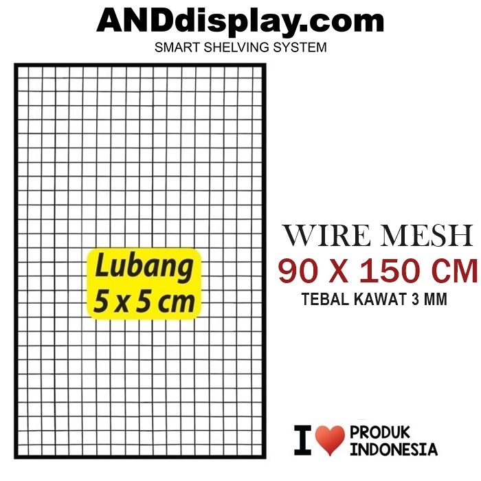 WIRE MESH 90 X 150 CM - KAWAT JARING KOTAK - RAM DINDING BINGKAI - WIRE GRID MESH