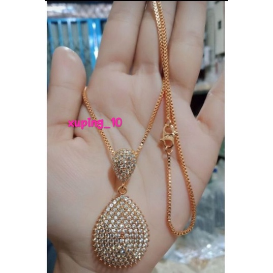 kalung panjang 75 cm + liontin full berlian