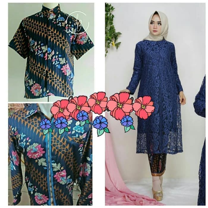 set kebaya brukat tunik kinanti hem panjang atau hem pendek trendy