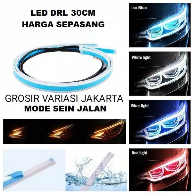 lampu led drl alis fleksibel tempel 30cm sein running motor mobil kualitas bagus model audi