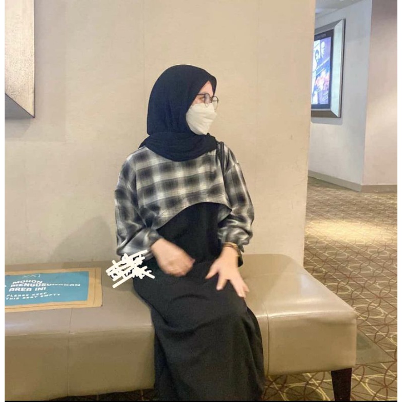 BECHARA TOP CROP KOREAN TARTAN OVERSIZE / CROP FLANEL