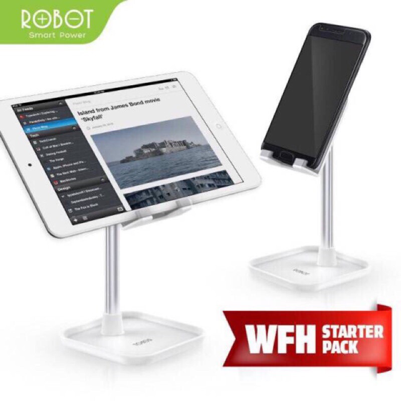 ROBOT RT-US04 Universal Phone Holder Tablet iPad iPhone Android Adjustable Tablet Desk Stand - Black